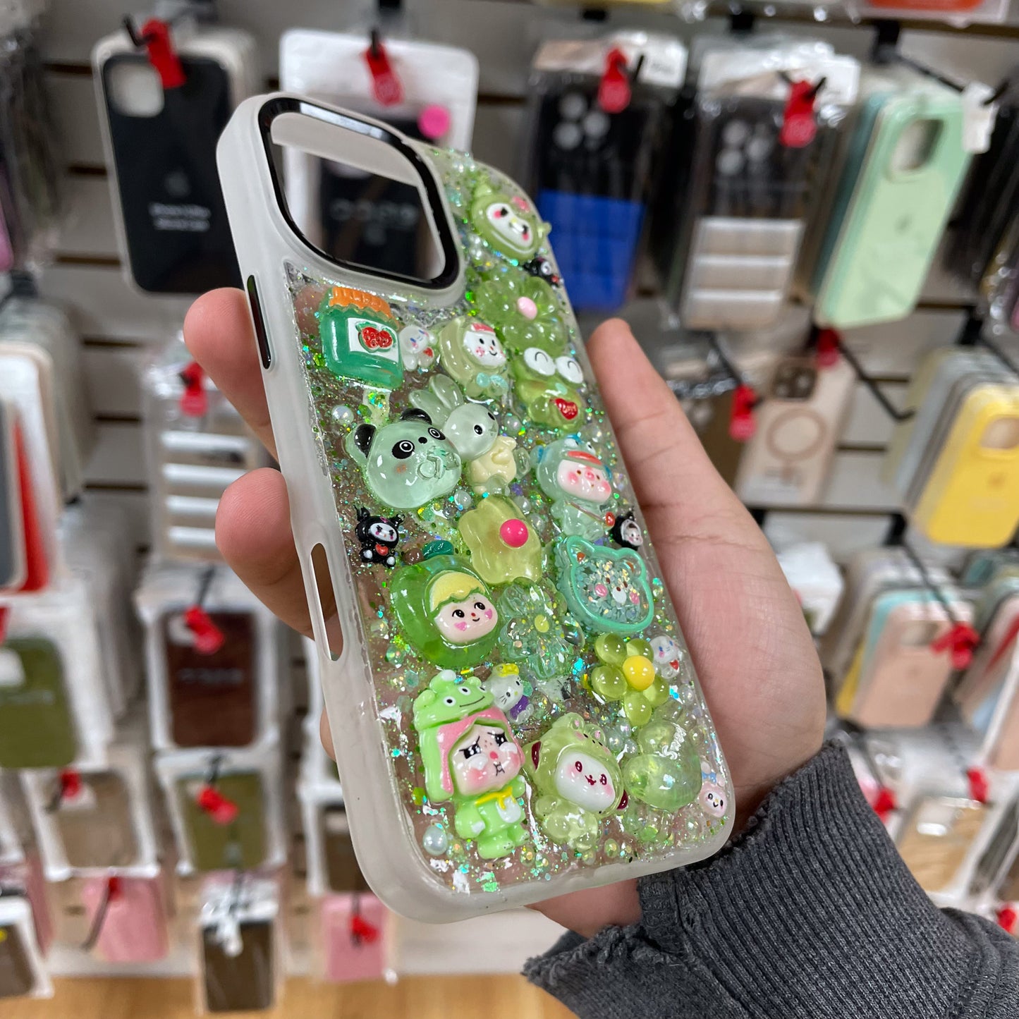 iPhone 15 Pro Max Junk Phone Case Green Charms