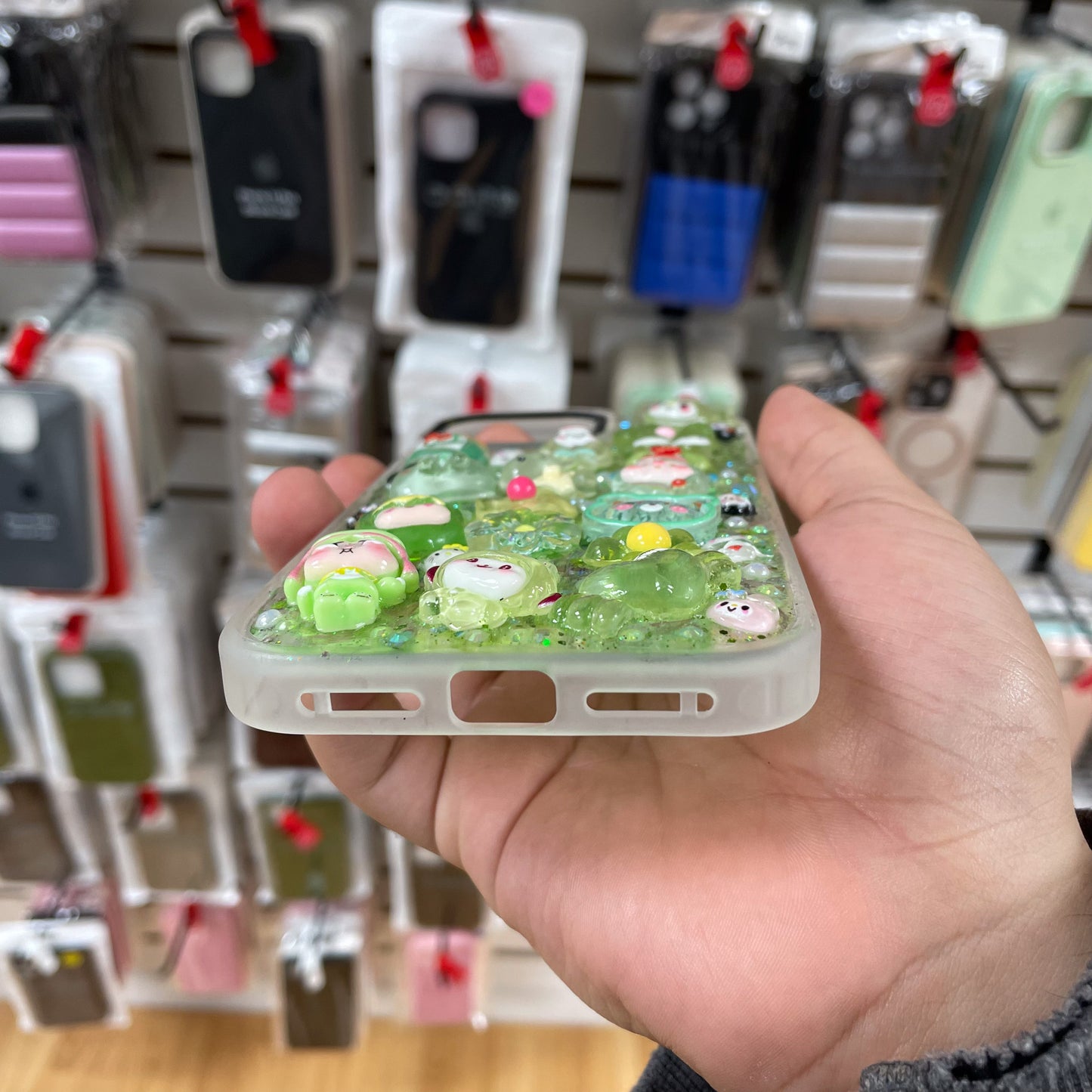 iPhone 15 Pro Max Junk Phone Case Green Charms