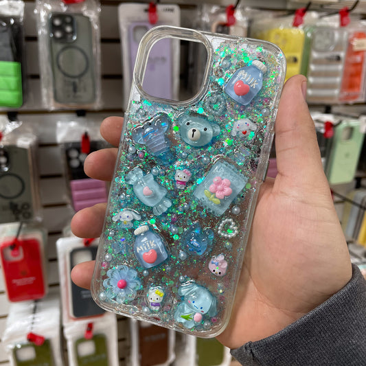 iPhone 14 Junk Phone Case Light Blue Charms