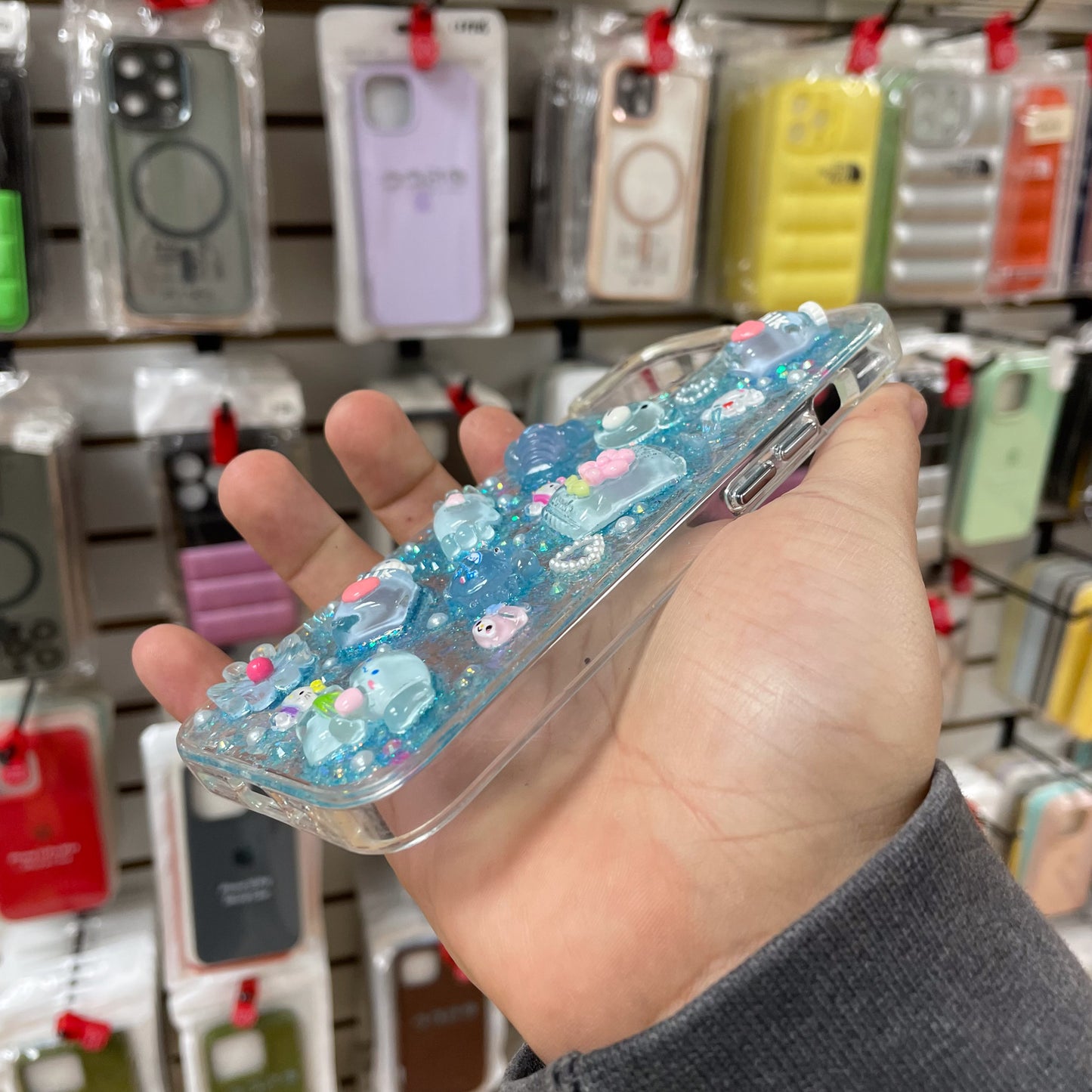 iPhone 14 Junk Phone Case Light Blue Charms