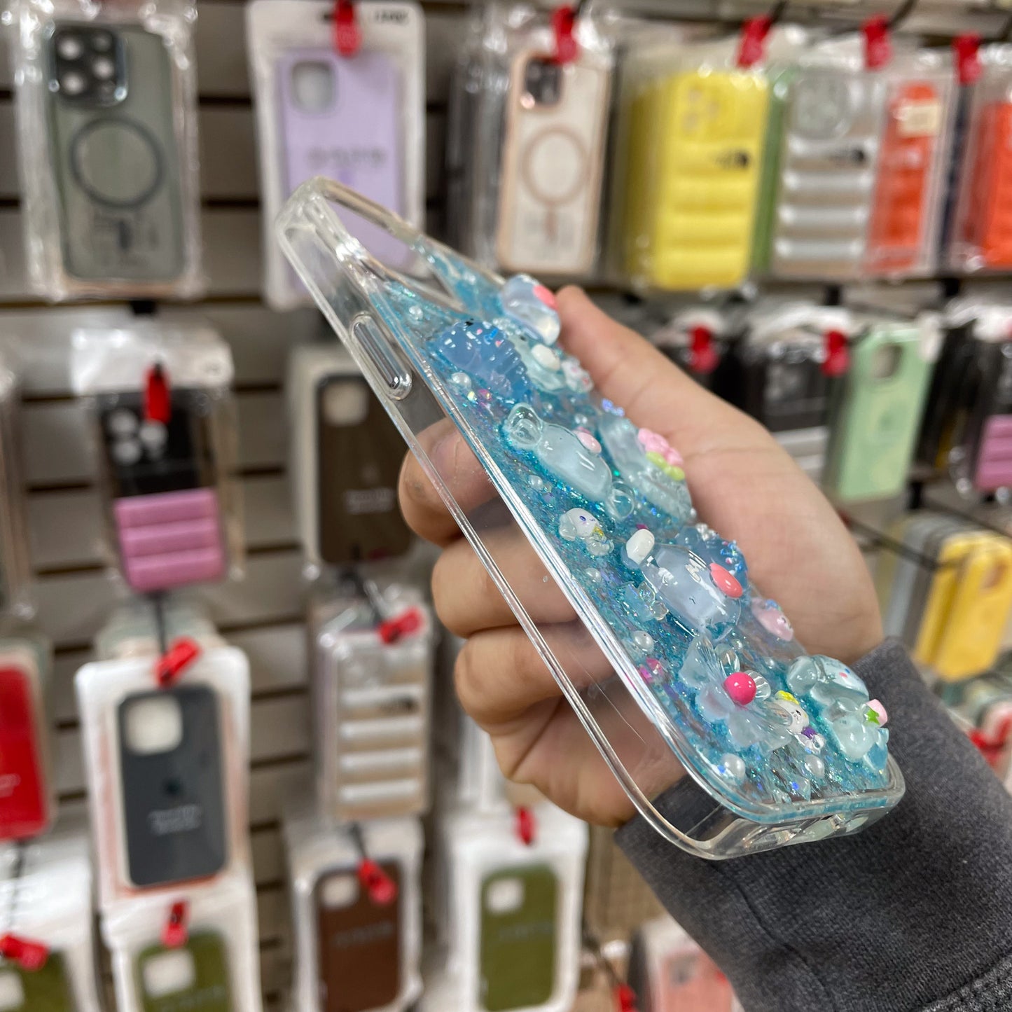 iPhone 14 Junk Phone Case Light Blue Charms