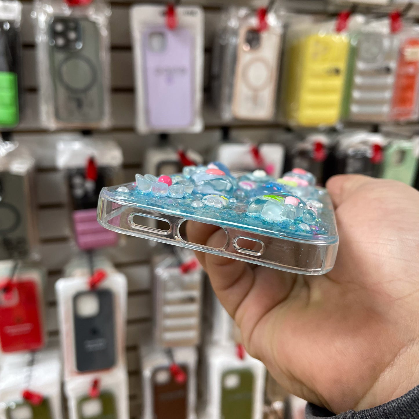 iPhone 14 Junk Phone Case Light Blue Charms